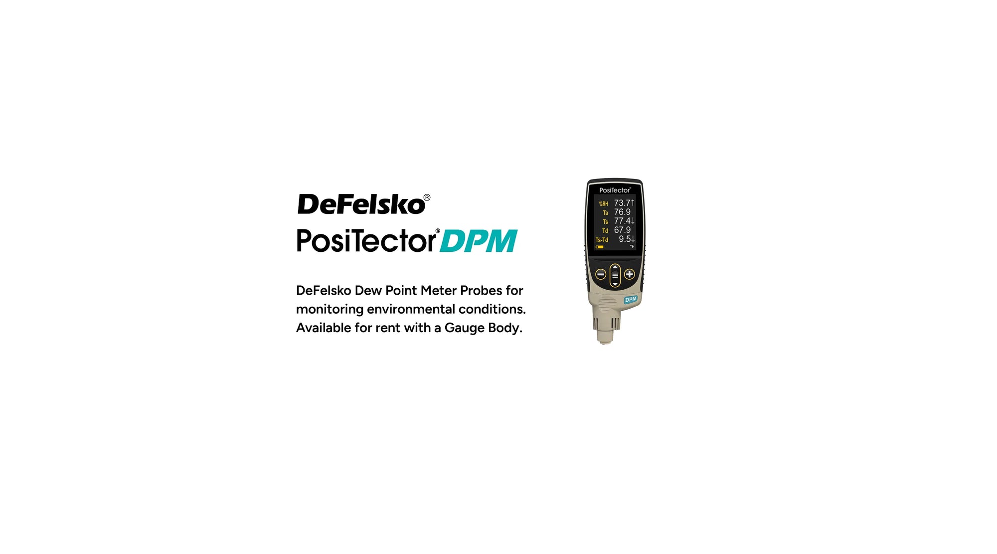 DeFelsko dew point meter probe on white background