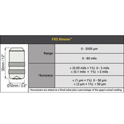 Chart for DeFelsko FXS Probe showing range and accuracy