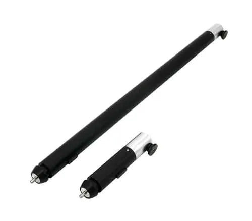Two black extension rods for use with DeFelsko HHD High Voltage Holiday Detector, displayed side by side.