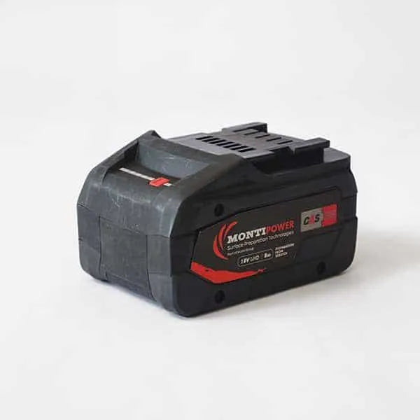 A black MontiPower cordless Bristle Blaster battery