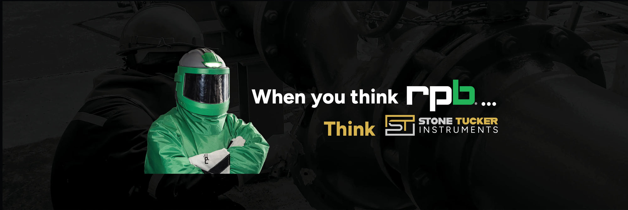 Banner showing RPB Hood with the text "when you think RPB, think Stone Tucker Instruments" on a dark textured background