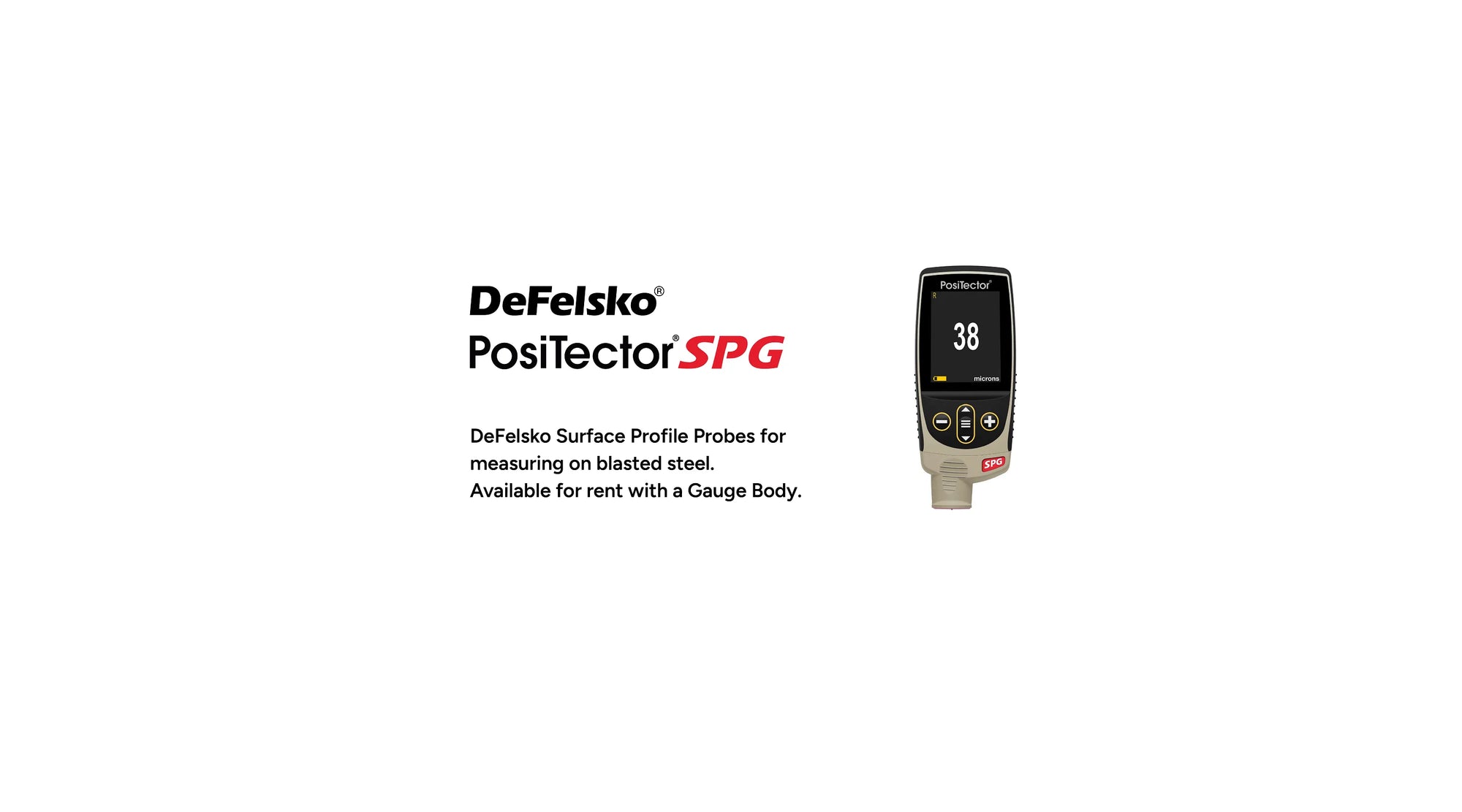 DeFelsko surface profile probe on a white background